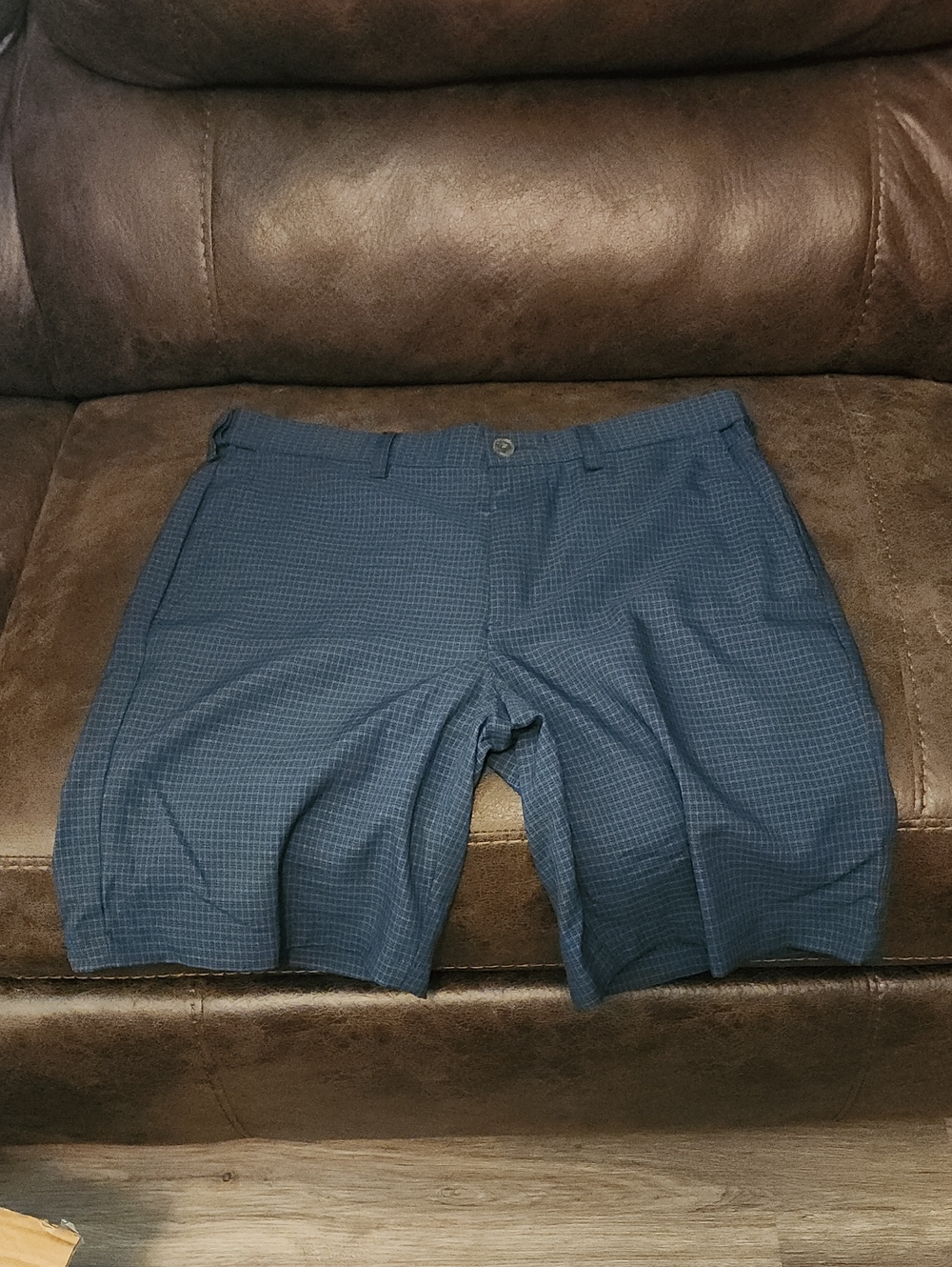 Haggar Navy Micro-Check Flat Front Shorts